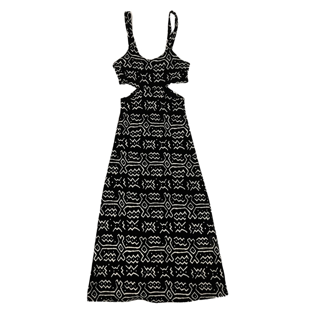 Black and White Mud Cloth Print Cut Out Dress | US Size M